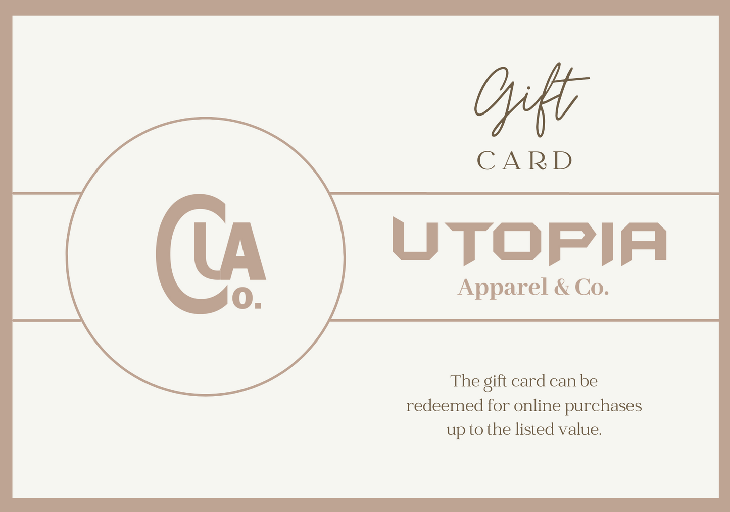 Utopia Apparel Co Gift Card